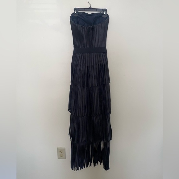 BCBGMaxAzria Black Corset Strapless Faux Leather Maxi Dress Size 0 - Picture 5 of 11